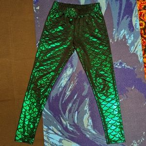 Green Women Leggings With Texture Size Small